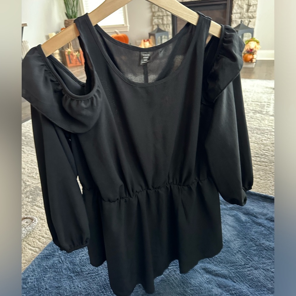 SHEIN CURVE BLACK COLD SHOULDER BLOUSE WOMEN SIZE 0XL